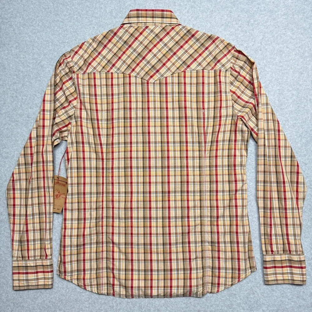 True Religion Mens 3XL Brown Red Plaid Pearl Snap Western Shirt ML4BG48MNT NWT